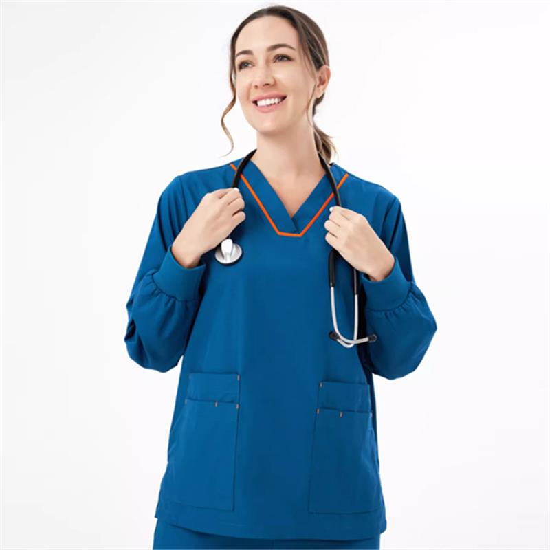 GUOER Medical Uniform Women Scrubs Set Top and Pants 23-8 Blue