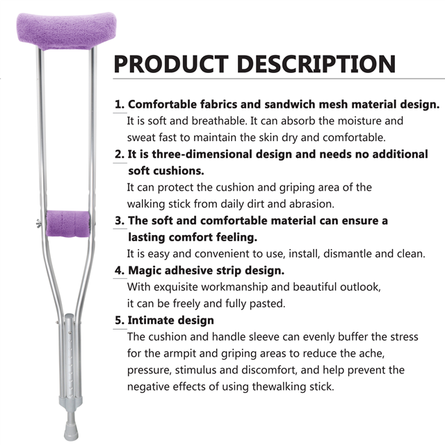 GUOER Crutch Underarm Pads Crutch Pad Crutch Hand Grip Covers Crutch Cover Washable CP07