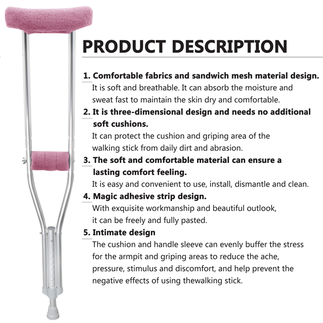 GUOER Crutch Underarm Pads Crutch Pad Crutch Hand Grip Covers Crutch Cover Washable CP05