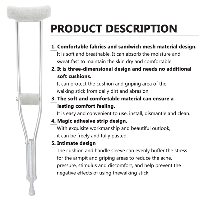 GUOER Crutch Underarm Pads Crutch Pad Crutch Hand Grip Covers Crutch Cover Washable CP04