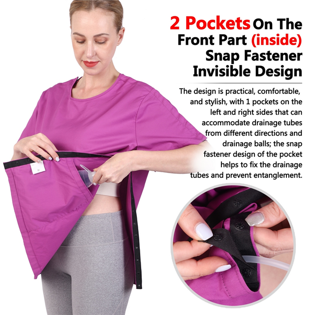 Post Surgery Shirt Thoracic Post Shirt Abdominal Surgery Post Shirt With Drain Management Pockets A-KF08
